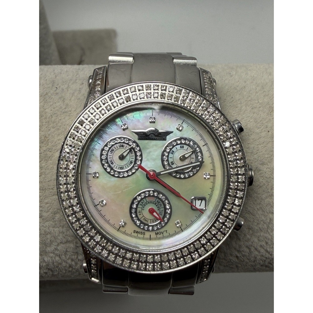 King Master RS-8134 Diamond New Battery MOP Ladies Watch 34MM 6.25"